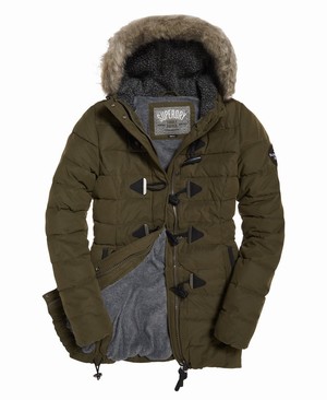 Superdry Microfibre Tall Toggle Puffle Női Kabát Khaki | ZTSRC7458